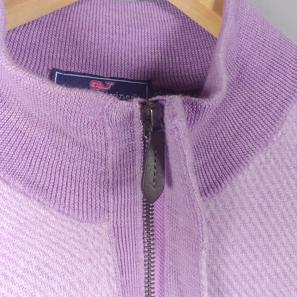 Vineyard Vines Mens 2XL Purple Extrafine Merino Wool Quarter Zip Sweater 2XL - Picture 5 of 9